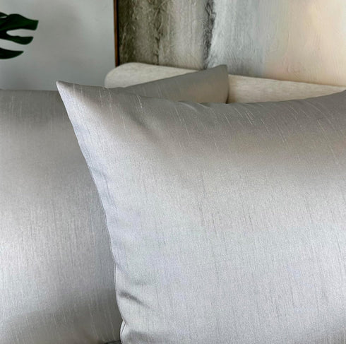 Aiking Home Collection 24x24 Inches Faux Silk Square European Shams, Zipper Closure, Silver (Set of 2)...