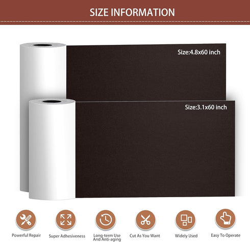 Leather Repair Patch Tape Kit, Self Adhesive Leather Repair for Furniture, Couch, Sofa, Car Seats,Office Chair,Vinyl Repair Kit.3.1inx60in,Dark Br...