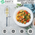 Party Bargains Disposable Plastic Navy Gold Salad Forks, Infinity Modern Design Utensils, 20 Pack...