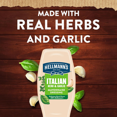 Hellmann's Mayonnaise Dressing Italian Herb & Garlic for a Deliciously Creamy Condiment, with Real Ingredients & No Artificial Flavors, 11.5 oz...