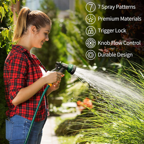 AUTOMAN-Garden-Hose-Nozzle,ABS Water Spray Nozzle with Heavy Duty 7 Adjustable Watering Patterns,Slip Resistant for Plants,Lawn,Washing Cars,Clean...