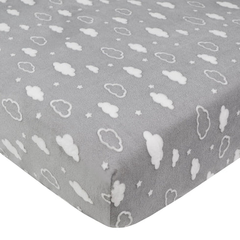 American Baby Company Heavenly Soft Chenille Fitted Crib Sheet 28" x 52", Warm and Cozy Neutral Chenille Sheet, Gray 3D Cloud, for Boys and Girls,...