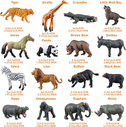 Flormoon 16Pcs Mini Animals Figures, Realistic Wild Animals Toys for Cupcake Toppers, Learning Educational Toys, Birthday Party Favors Gift for Ki...