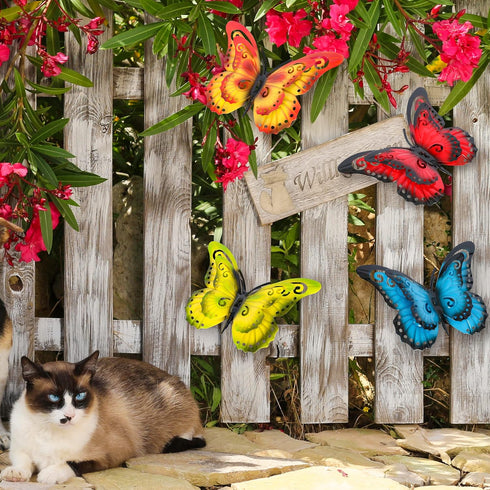 Yungeln Metal Butterfly Wall Decor 3D Butterflies Wall Art Hanging Sculpture Metal Butterfly Outdoor Wall Art Decor for Patio,Fence, Garden,Yard,O...
