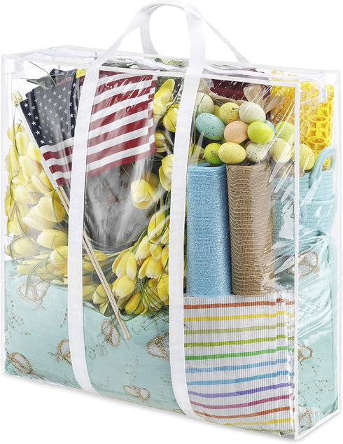 Whitmor Jumbo Everyday Holiday Bag, Seasonal Storage for Easter, Fourth of July, Fall & Christmas, Clear/White Large...