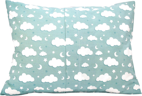 Toddler Pillowcase 13x18 - Moon Child Pillow Case, Cotton Toddler Pillowcase Star, Gray Star Travel Pillow Case Cover - Green Cloud Pillowcase...