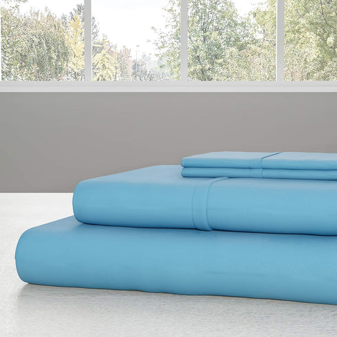 Brushed Microfiber Sheet Set- 3 Piece Bed Linens- Fitted & Flat Sheets, 1 Pillowcase-Wrinkle, Stain & Fade Resistant by Lavish Home (Twin, Light B...