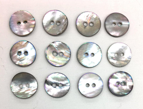 12 Premium Natural Agoya Shell Round Buttons, 2-Hole 5/8" (15mm) Ocean Pearl Buttons Set- Suits, Dreses...