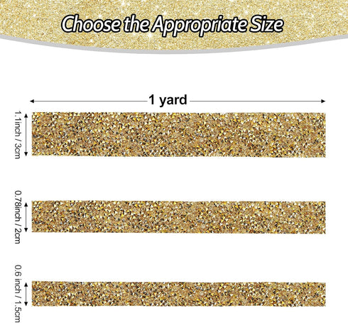 Bling Crystal Rhinestone Ribbon, DIY Self-Adhesive Rhinestone Sticker Ribbon for Wedding Cakes Birthday Crafts Decorations(Gold,1.1 Inch Wide)...