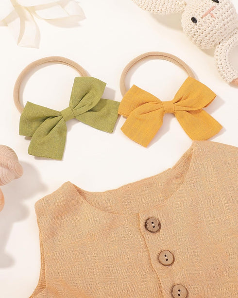 jollybows 20pcs Baby Girls Nylon Hair Bows Headbands Linen Hair Bands Elastic Hair Accessories for Kids Infants Newborn...