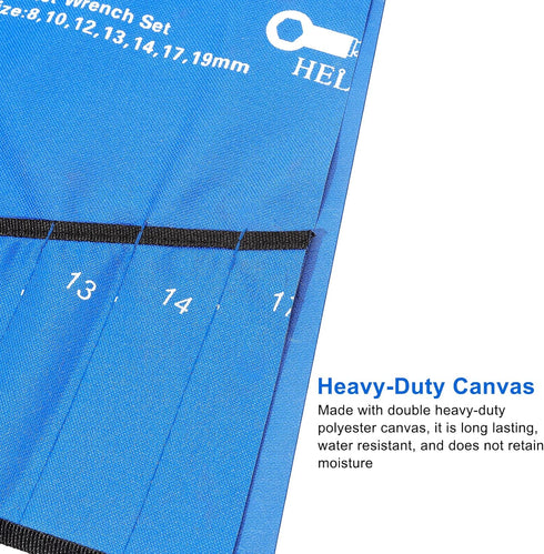 1 Piece 12 Pockets Metric Wrench Tool Roll Up Pouch Utility Heavy Duty Canvas Tool Organizers Bag Blue...