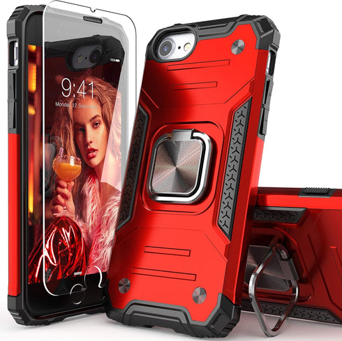 for iPhone SE 2020 Case with Screen Protector,Shockproof Drop Test Cover with Car Mount Kickstand Lightweight Protective Case for iPhone 6/6s/7/8/...