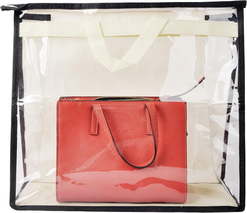 Vercord Clear PVC Handbag Dust-Free Cover Moistureproof Purse Storage Bag Organizer with Handle Zipper Space-Save Holder for Closet Beige XXL...