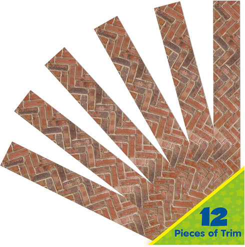 Eureka Curiosity Garden Brick Extra Wide Decorative Classroom and Bulletin Board Trim for Teachers, 3.25" Wide, 12 Strips for 37 Total Feet...