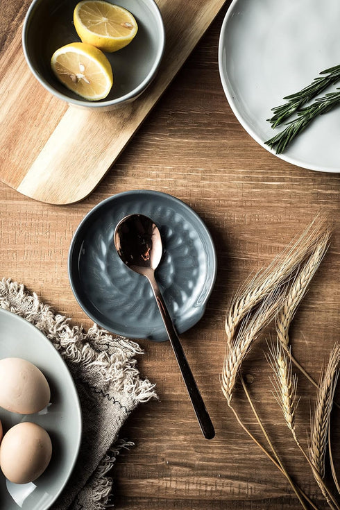 Spoon Rest for Stove Top, Cooking Spoon Holder for Kitchen Counter, Modern Farmhouse Decor Utensil Rest for Spoons, Ladles Tongs Spatula, Dark Gra...