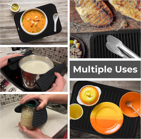 Silicone Trivets for Hot Pots and Pans (2 Pack) - Multipurpose Silicone Trivets for Hot Dishes and Hot Pot Holders (9 x 12 inch) - Silicone Heat R...
