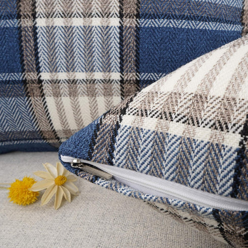 YOUR SMILE Retro Farmhouse Outdoor Buffalo Tartan Chequer Plaid Cotton Linen Decorative Throw Pillow Case Cushion Cover Pillowcase for Sofa 18 x 1...