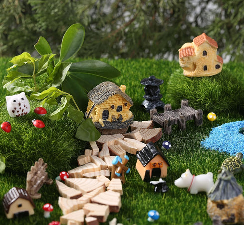 172Pcs Miniature Fairy Garden Accessories including 100Pcs Fixed Pins, modacraft Fairy Garden Kit Fairy House Animal Figurines Mini Landscape for ...