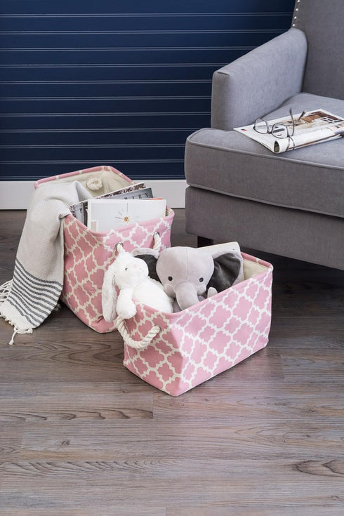 DII Polyester Container with Handles, Lattice Storage Bin, Small, Rose...