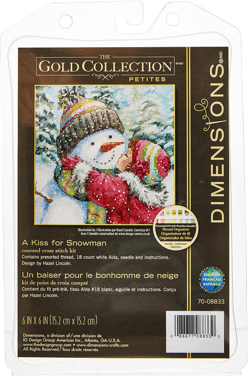 Dimensions 'A Kiss for Snowman' Counted Cross Stitch Kit, 18 Count White Aida, 6" x 6"...