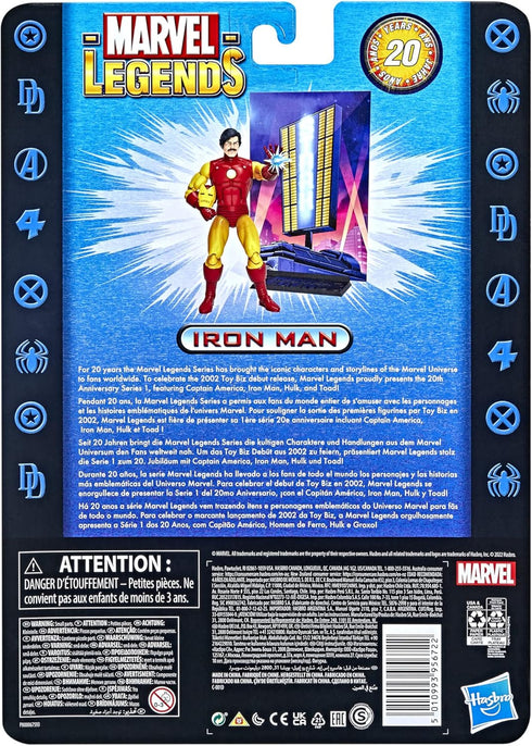 Marvel Hasbro Legends Series 20th Anniversary Series 1 Iron Man 6-Inch Action Figure Collectible Toy, 9 Accessories F3463 Multi...