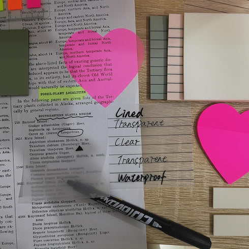 11 Pack Transparent Sticky Notes with Marker, 2 X Sticking Power Clear Sticky Notes 3x3, Translucent School Office Supplies for Book Notes Highlig...