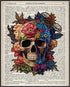 Posterizer 1 pcs-Flower Skull Gothic Anatomy Dictionary Print-Abstract & Modern Art-Fantasy & Fiction Art-Gift for Steampunk or Goth Fans-Living R...