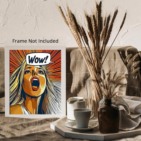 Posterizer 1 pcs-Bright comic style portrait of a person with a surprised expression-wow -1-Art in Pop Style Gift for Superhero, Comic Book Fans- ...