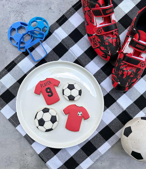 SOCCER BALL COOKIE CUTTERS WITH JERSEY American Soccer Football Sport Small Large Balls With Jersey Uniform T-Shirt Made In USA Cookie Cutters For...