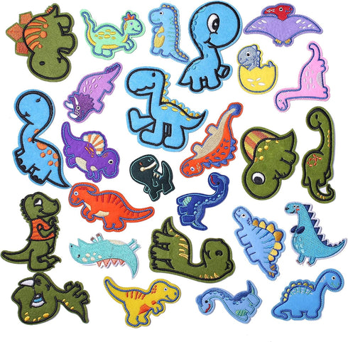 Embroidered Dinosaur Patches, Cute Dinosaur Iron on/Sew on Patches Applique for Clothes, Dress, Hat, Jeans, Backpacks, DIY Accessories (Pack of 26...