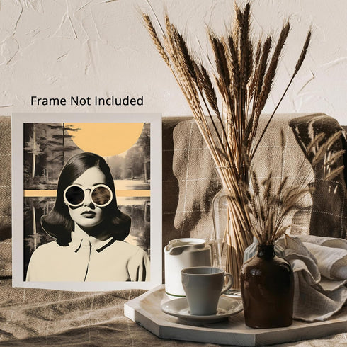 Posterizer 1 pcs-vintage woman peaceful landscape collage-Retro Art-Abstract & Modern Art-Gift for Art Lovers- UNFRAMED Wall Art...