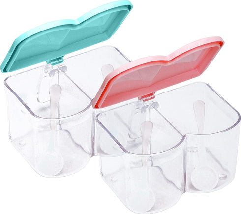 Southern Homewares Acrylic Spice Seasoning Storage Box Containers Blue Pink Lids Set of 2...