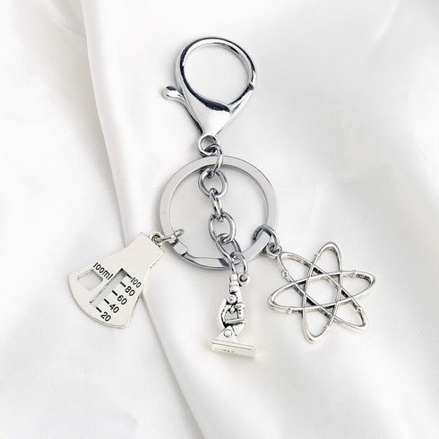 FUSTMW Biology Chemistry Keychain Science Symbol Gifts Atom Microscope Key Chain Biology Chemistry Teacher Gift Science Lovers Gift...