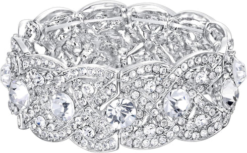 EVER FAITH Austrian Crystal Costume Jewelry Art Deco Elastic Stretch Bracelet...
