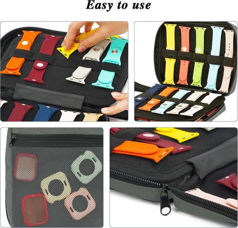 20 Watch Bands Storage Carrying Case Compatible with Watches,Expandable Watch Band Holder Stores 20 Watch Bands Fit for Most Sizes of Watch Straps...