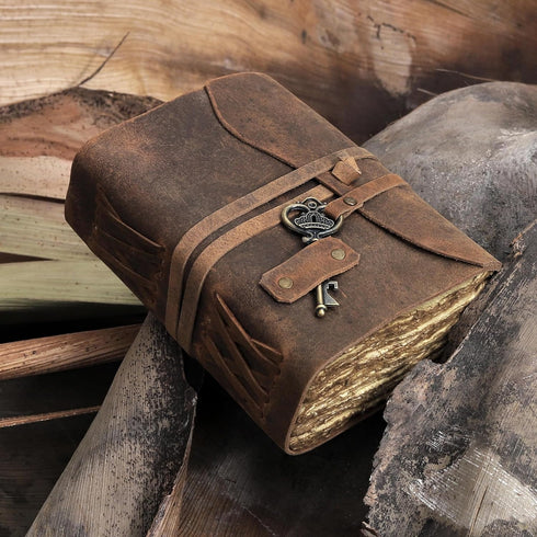 cuero Vintage Leather Journal - Antique Handmade Leather Bound journal with deckle edge paper for Men And Women Diary - Leather Sketchbook - Drawi...
