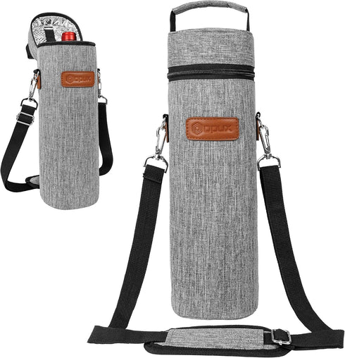 opux Wine Bag Single Bottle Carrier Tote, Insulated Wine Cooler Bag for Travel Picnic Beach with Shoulder Strap, Thermal One Bottle Holder Carryin...