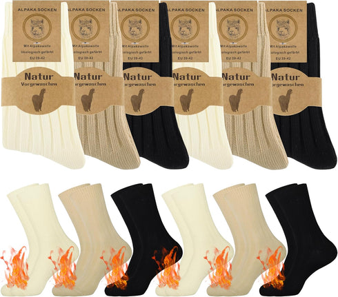 6 Pairs Alpaca Socks Women Wool Socks for Women Thermal Socks Winter Socks Warm Socks Cozy Socks Thick Socks Women Socket Set Boot Socks Birthday ...