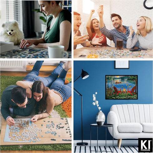 550 Piece Puzzle for Adults Adirondack Chairs and FIRE by J. Charles 24X18 Country Life Jigsaw from KI Puzzles,02633-SB...