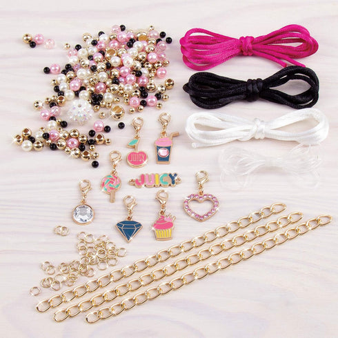 Make It Real - Juicy Couture Pink and Precious Bracelets - DIY Charm Bracelet Making Kit - Friendship Bracelet Kit with Charms, Beads & Cords - Ar...