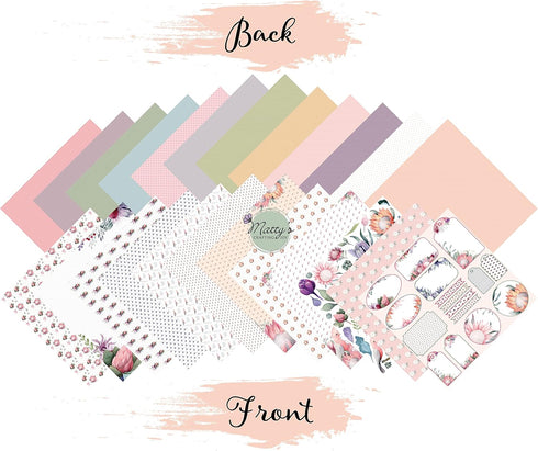 Matty's Crafting Joy Floral Grace 12x12 Double Sided Scrapbook Cardstock Paper Pad, 24 Floral Designer Patterned Paper Pack...