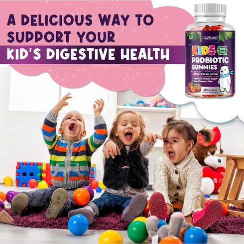 Built by Nature Kids Probiotic Gummies - 6 Diverse Probiotic Strains - Digestive & Immune Support - Chewable Kid Probiotic Gummy Supplement - No R...