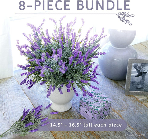 Butterfly Craze Lifelike Artificial Lavender Plants - Perfect for Crafting, Home Decor, and Weddings, Pair with Fake/Dried Flowers Like Purple Ros...