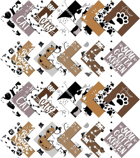 Soimoi Cat Print Precut 5-inch Cotton Fabric Quilting Squares Charm Pack DIY Patchwork Sewing Craft- Brown, Grey, Black & White...