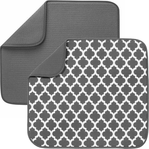 S&T INC. Dish Drying Mat 2 Pack, 16” x 18”, Absorbent Microfiber Kitchen Counter Mat, Dish Drying Pad for Dishes, Utensils, Pots and Pans, Large, ...