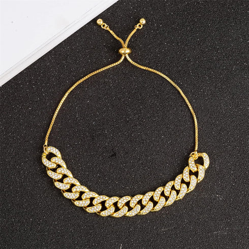 Gold Cuban Link Anklet for Women Men, 18K White Gold Plated Hip-hop Rhinestone Filled Ankle Bracelets for Women Teen Girls...
