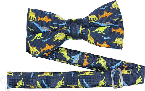 OCIA Boys Dinosaur Sharks Pattern Pre-Tied Bowtie Kids Adjustable Bow Tie...