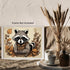 Posterizer 1 pcs- A raccoon sitting behind a table with orange leaves-Art for Animal Lovers-Floral Botanical Art- Gift for Men Women -Decor for Be...