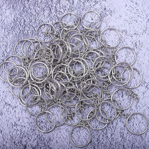 HAUTOCO 100pcs Keychain Rings with Chain and Jump Rings, 1 inch Split Key Ring with Chain Heavy-Duty Keychain Rings Bulk for Craft Making Jewelry ...