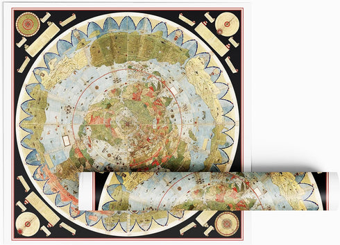 1587 Urbano Monte Flat Earth World Map Unframed (23x23 in.) Cartophiles Lovers Gifts Vintage Historic Composite Globe Model Poster Print...